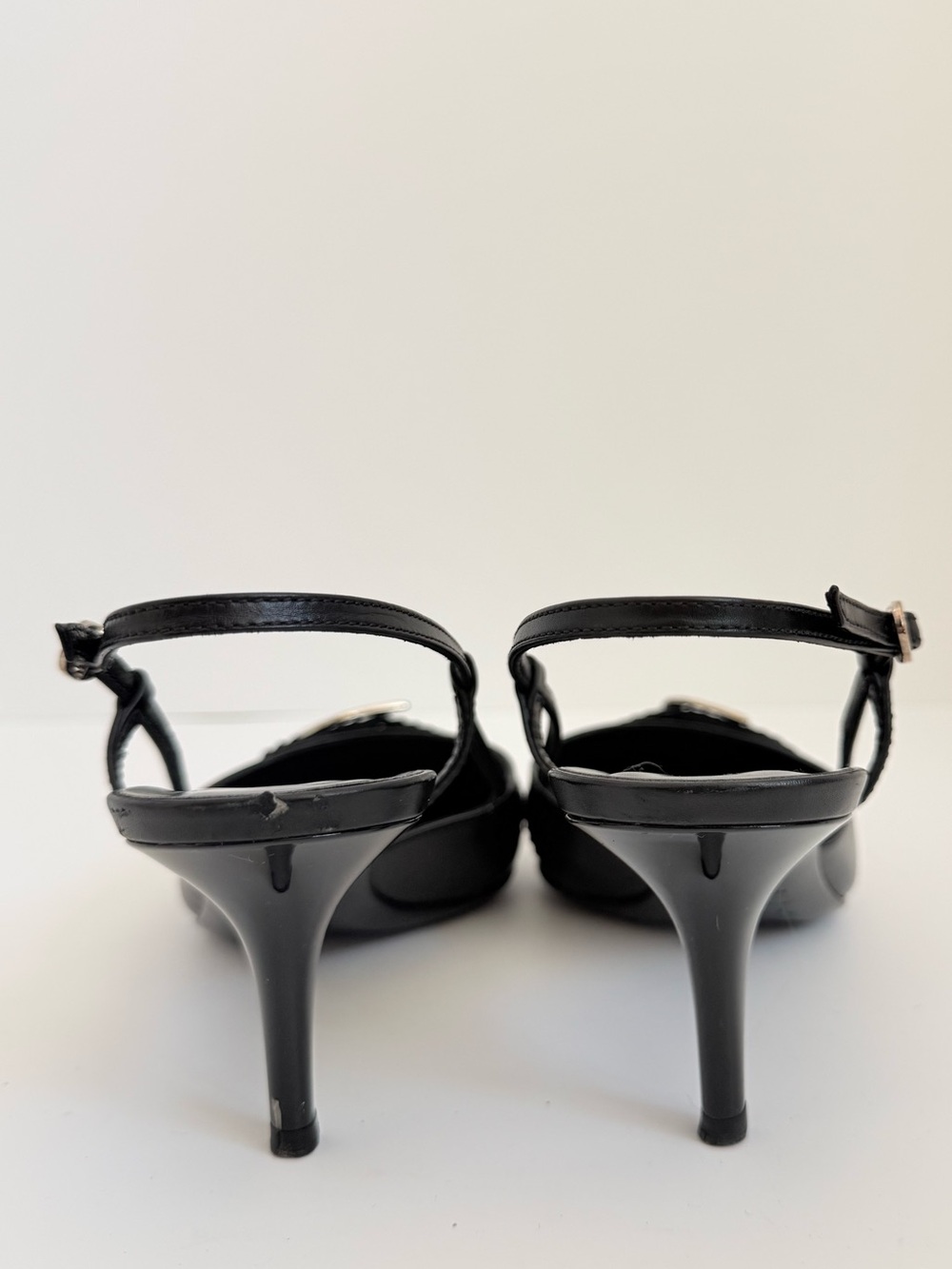 Christian Dior D Trick Slingback Pumps 38.5 Black CD Buckle Galliano 2004 - Picture 4 of 11
